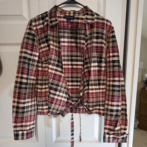 Ann Taylor Multicolor Silk Plaid Blouse
